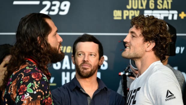 Jorge Masvidal and Ben Askren stare down before their UFC 239 showdown.